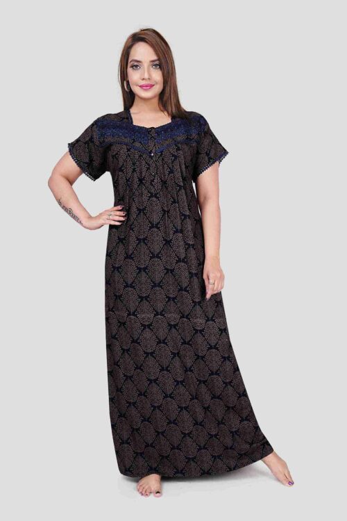 Dark Colours Lace Trim Night Gown