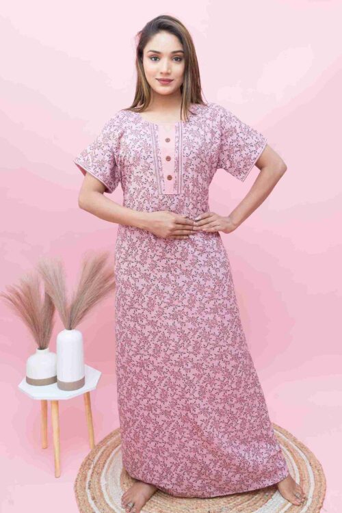 Premium Women’s Nightwear | A-Line Fit | Pot Design |Wooden  Button| Direct  Closure